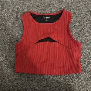 Year Of Ours Red Cut Out Activewear Size Woman’s Medium Shirt
